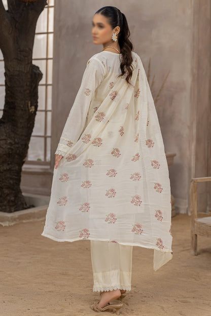 3 Piece - Embroidered Lawn Slub - Nafees 204