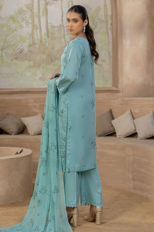 3 Piece - Embroidered Lawn Slub - Nafees 205