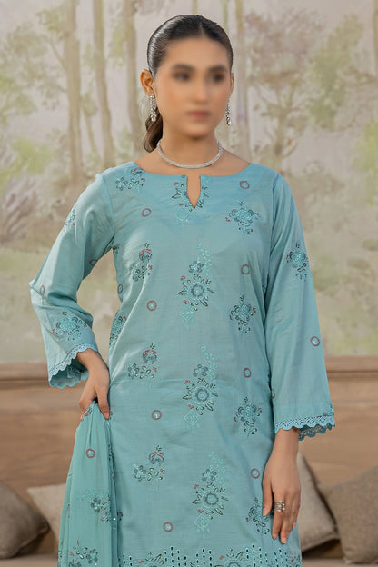 3 Piece - Embroidered Lawn Slub - Nafees 205