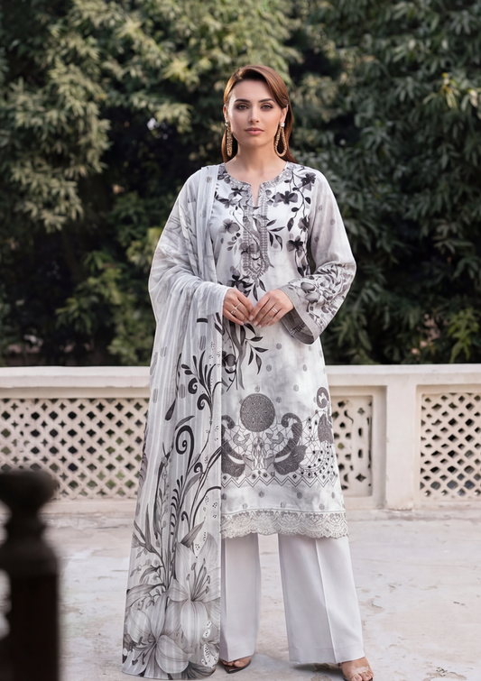 3 Piece - Embroidered Lawn - Fantak Elegant V306 - 1