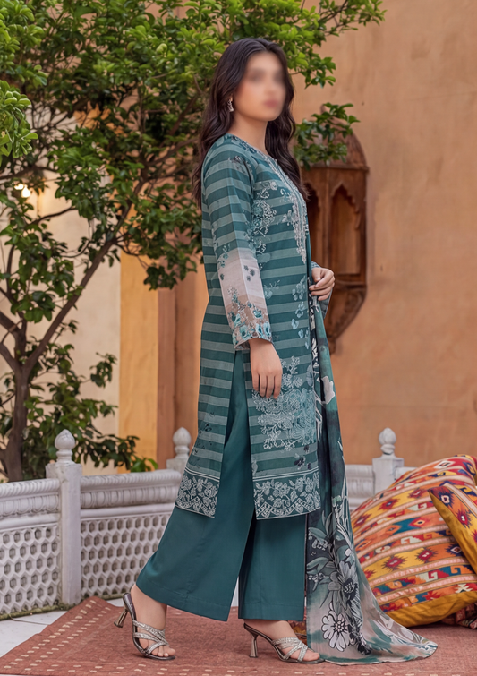 3 Piece - Embroidered Lawn - Fantak Flossie Finch V161 - 1