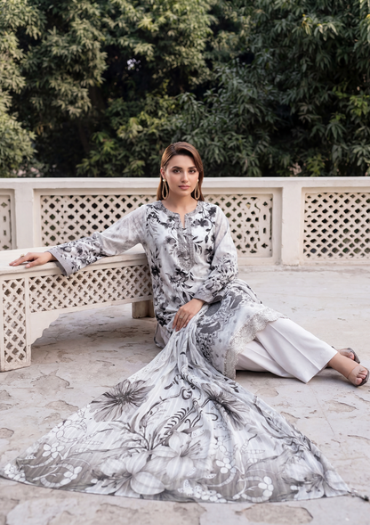 3 Piece - Embroidered Lawn - Fantak Elegant V306 - 1