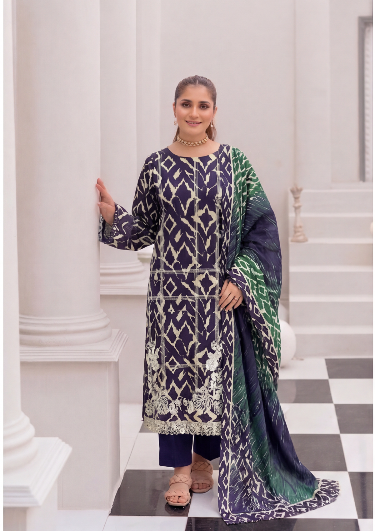 3 Piece - Embroidered Lawn - Fantak Nirvana V156 - 1