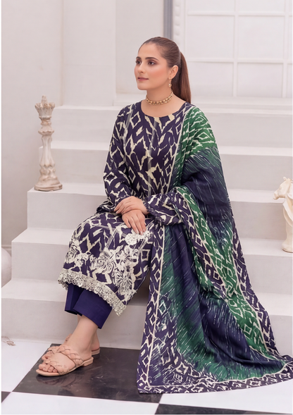 3 Piece - Embroidered Lawn - Fantak Nirvana V156 - 1