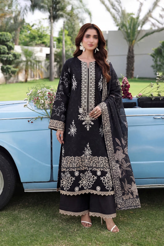 3 Piece - Embroidered Lawn - Noir 30403