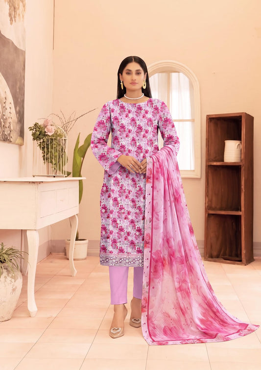 3 Piece - Embroidered Lawn - Fantak Raya V177 - 01