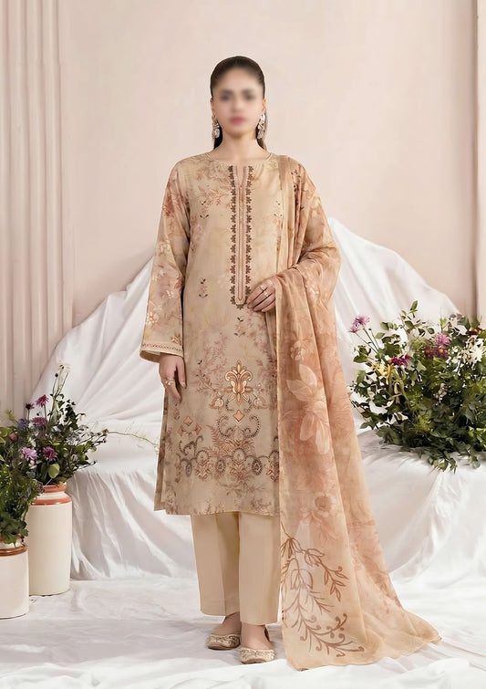 3 Piece - Embroidered Lawn - Fantak Amber V307 - 2