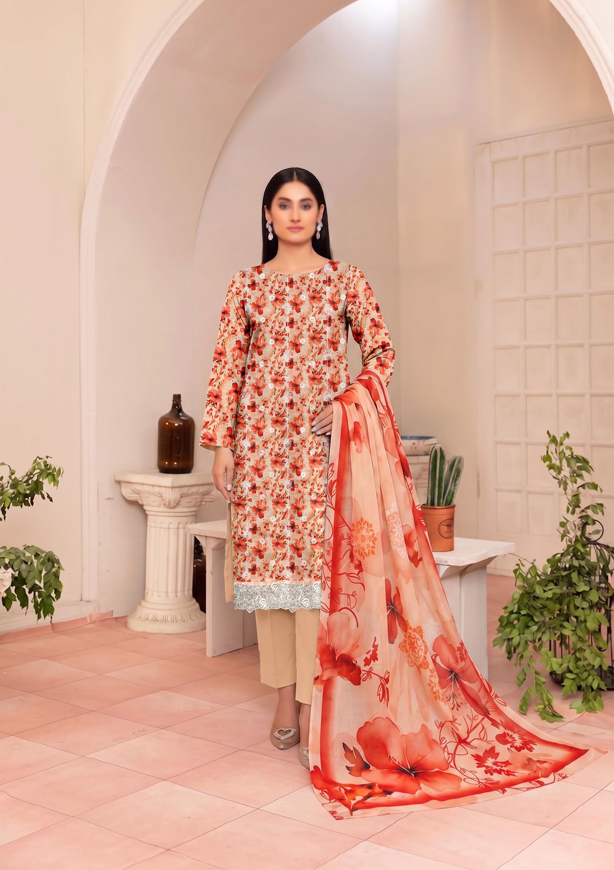 3 Piece - Embroidered Lawn - Fantak Raya V177 - 02