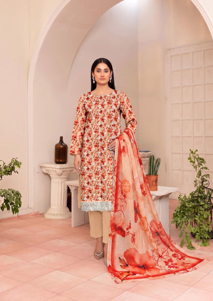 3 Piece - Embroidered Lawn - Fantak Raya V177 - 02