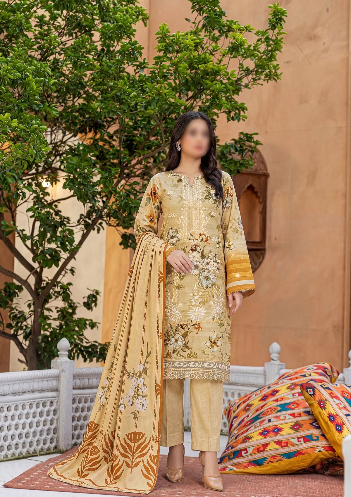 3 Piece - Embroidered Lawn - Fantak Flossie Finch V161 - 2