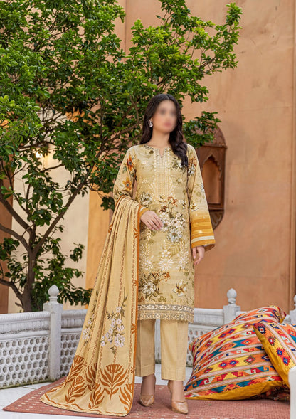 3 Piece - Embroidered Lawn - Fantak Flossie Finch V161 - 2