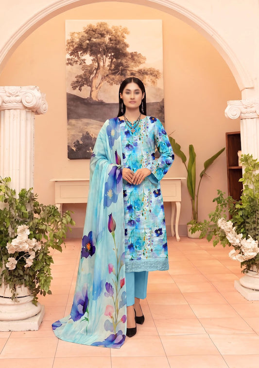 3 Piece - Embroidered Lawn - Fantak Raya V177 - 03