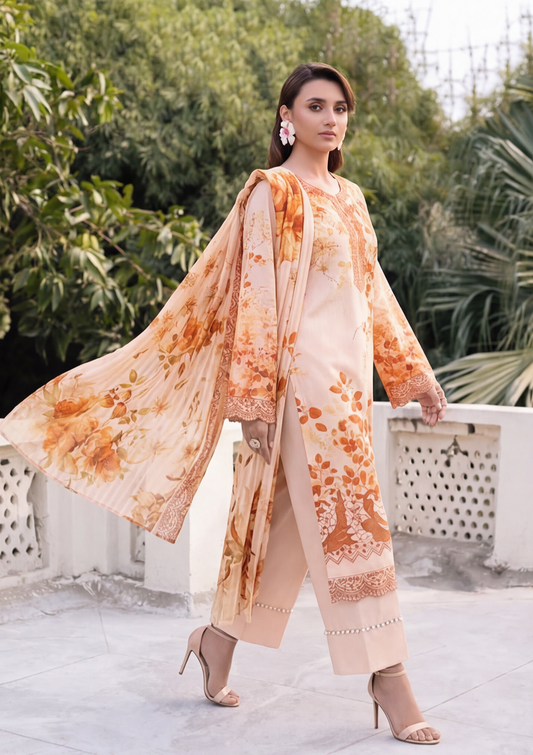 3 Piece - Embroidered Lawn - Fantak Elegant V306 - 3