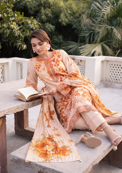 3 Piece - Embroidered Lawn - Fantak Elegant V306 - 3