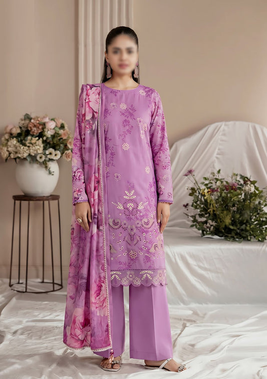 3 Piece - Embroidered Lawn - Fantak Amber V307 - 3