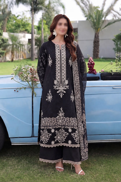 3 Piece - Embroidered Lawn - Noir 30403