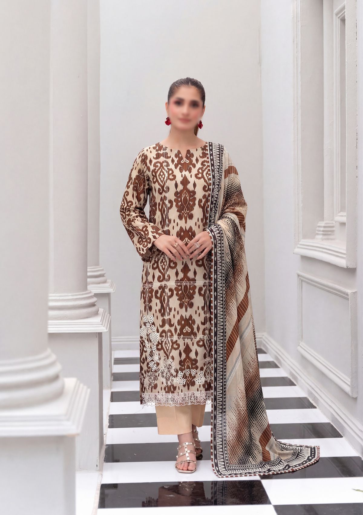 3 Piece - Embroidered Lawn - Fantak Nirvana V156 - 3