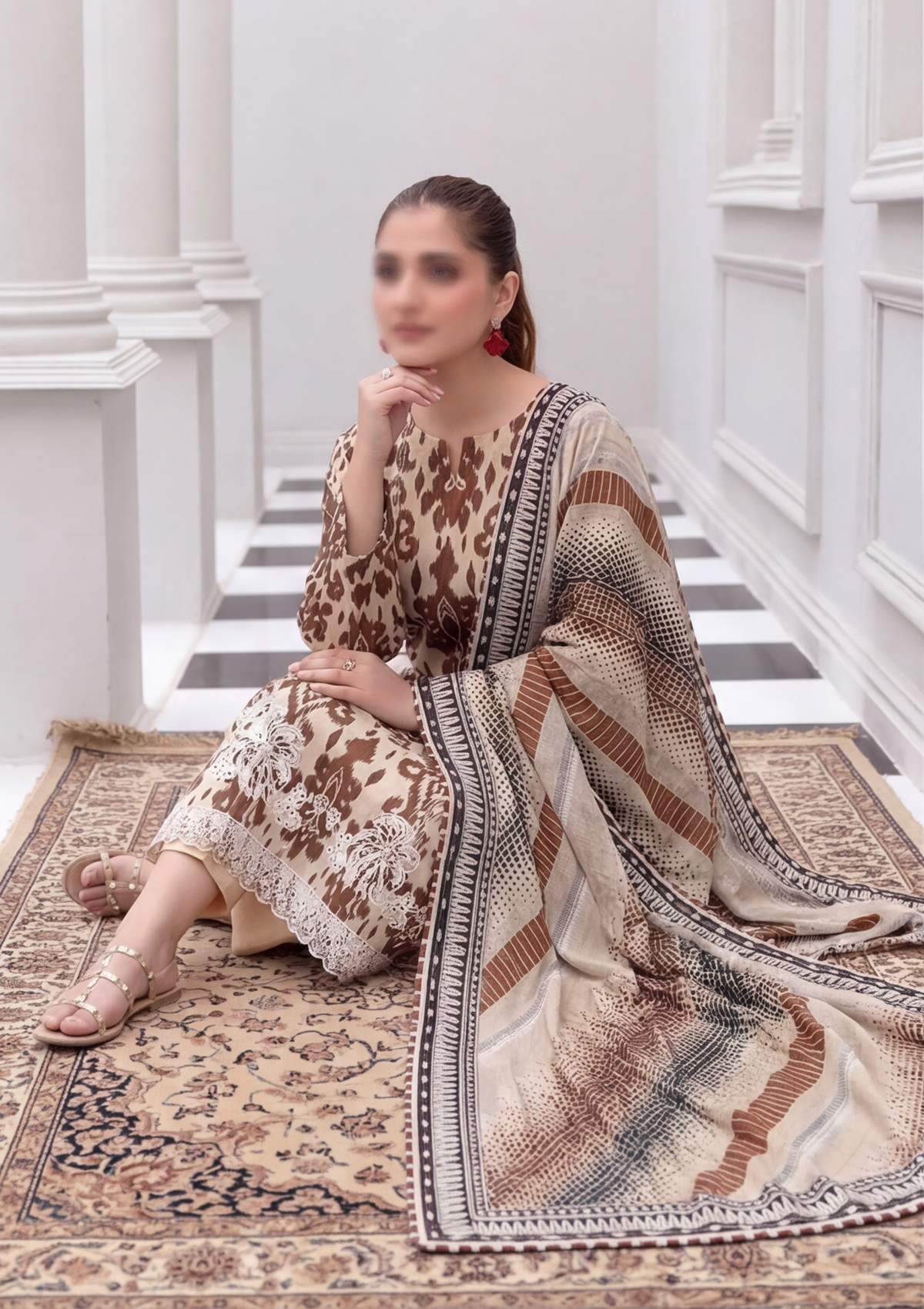 3 Piece - Embroidered Lawn - Fantak Nirvana V156 - 3