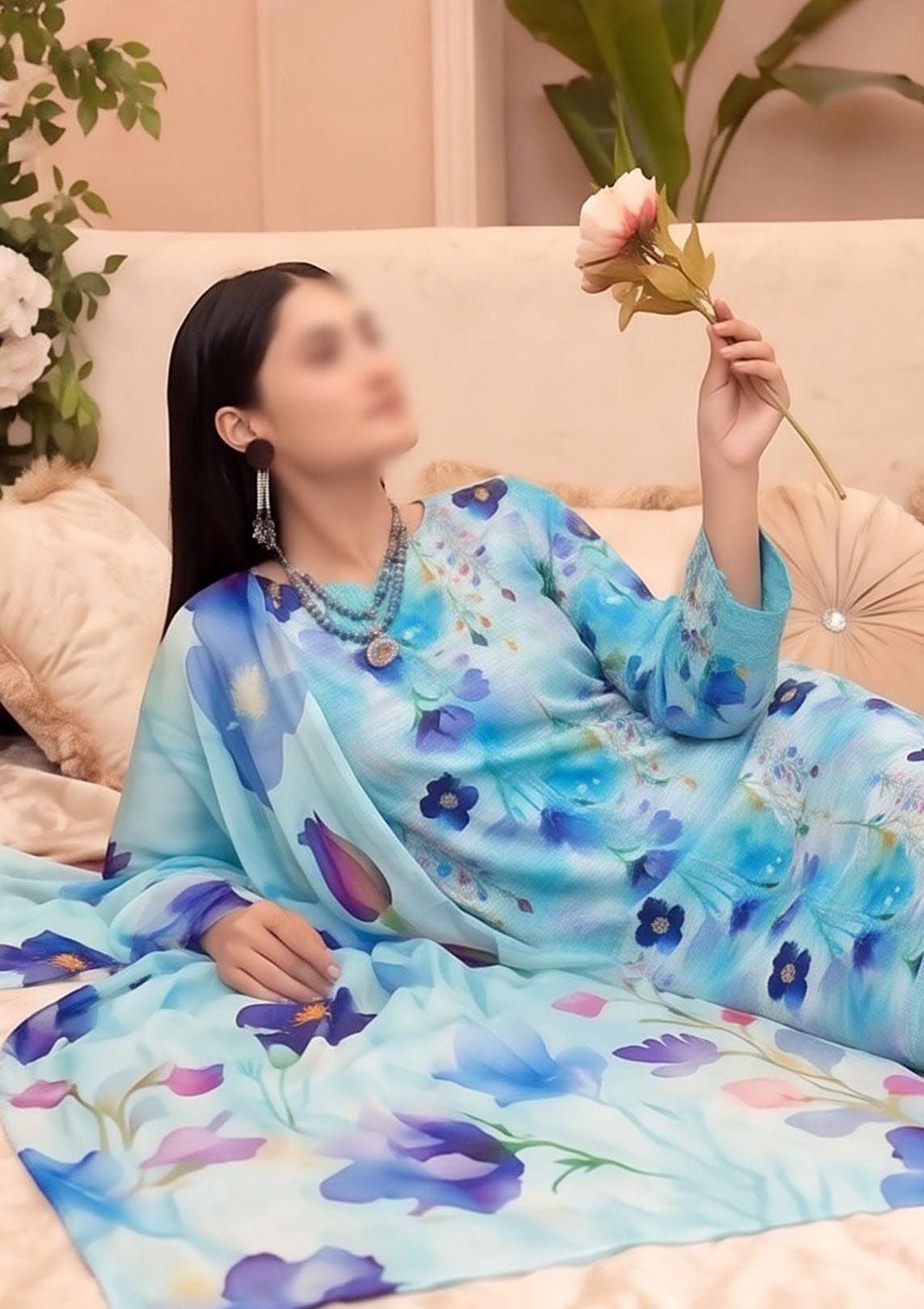 3 Piece - Embroidered Lawn - Fantak Raya V177 - 03