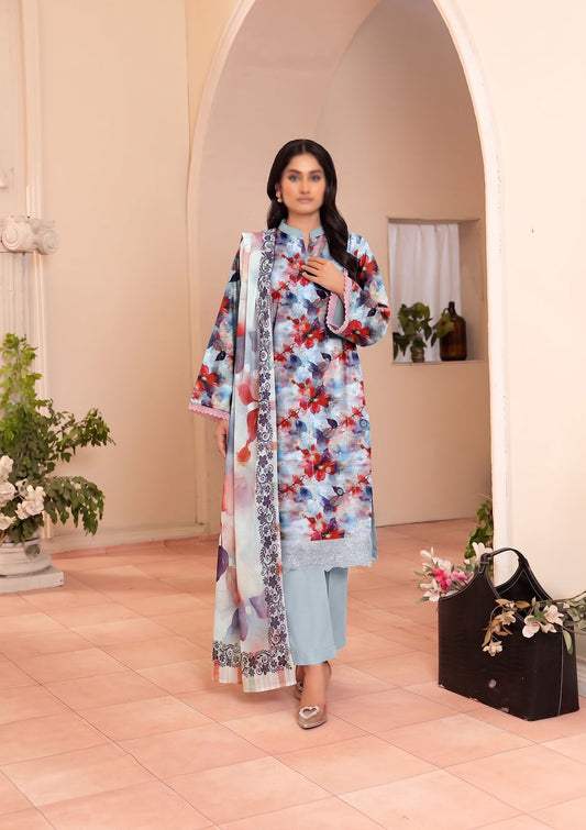 3 Piece - Embroidered Lawn - Fantak Raya V177 - 04