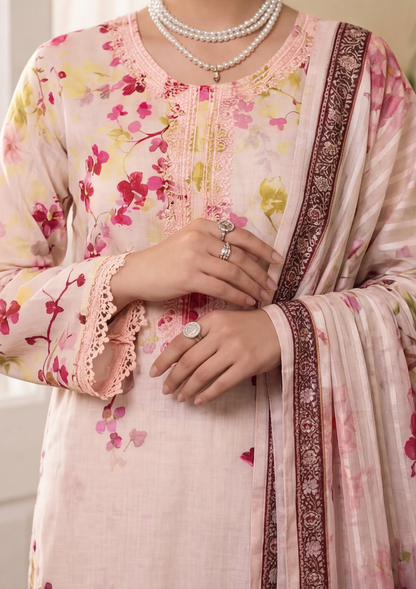 3 Piece - Embroidered Lawn - Fantak Elegant V306 - 4