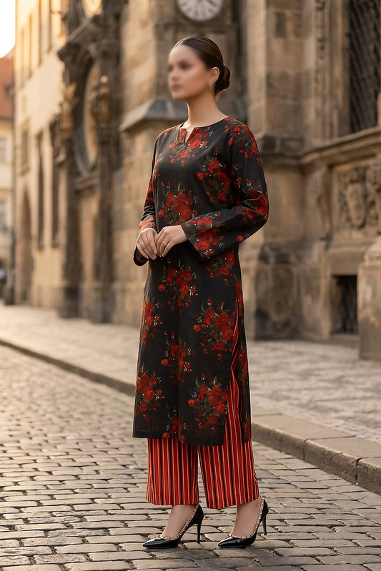 2 Piece - Digitally Printed Lawn - Coral 11414