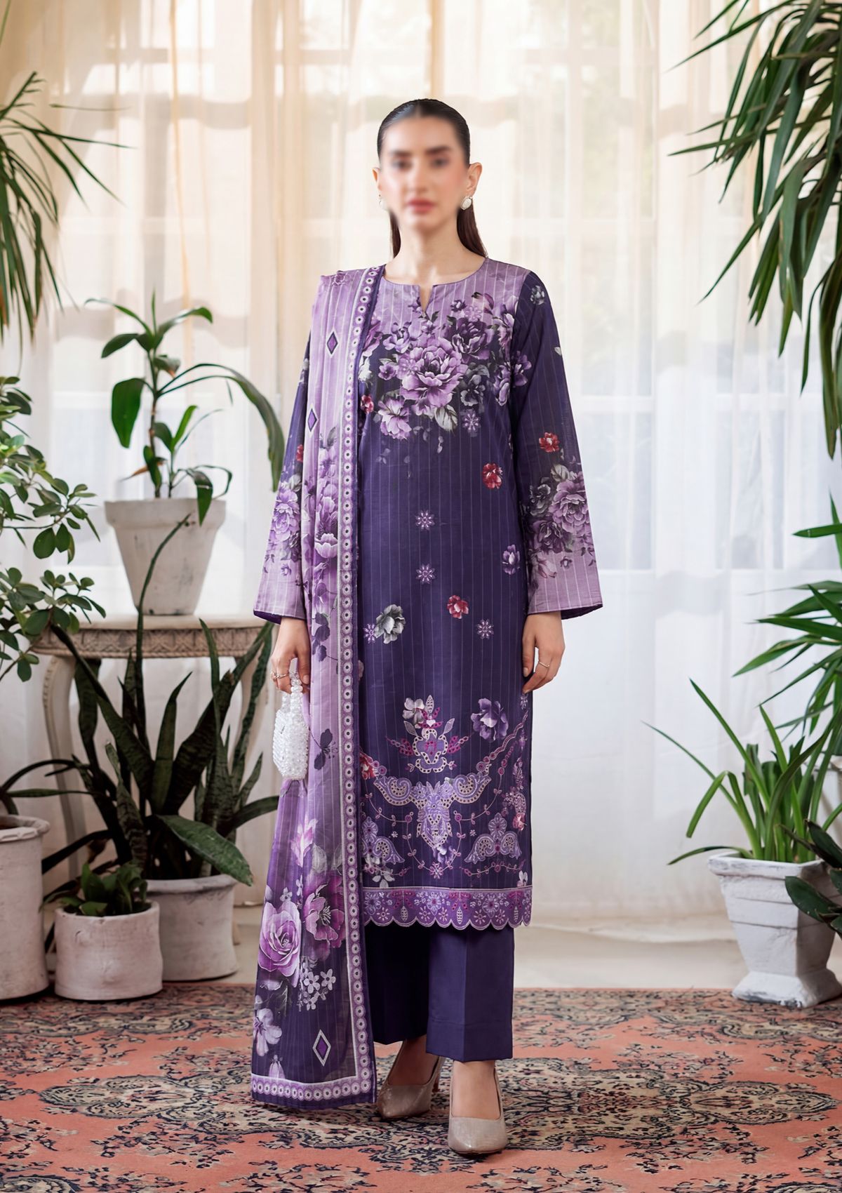 3 Piece - Embroidered Lawn - Fantak Luxe V303 - 04