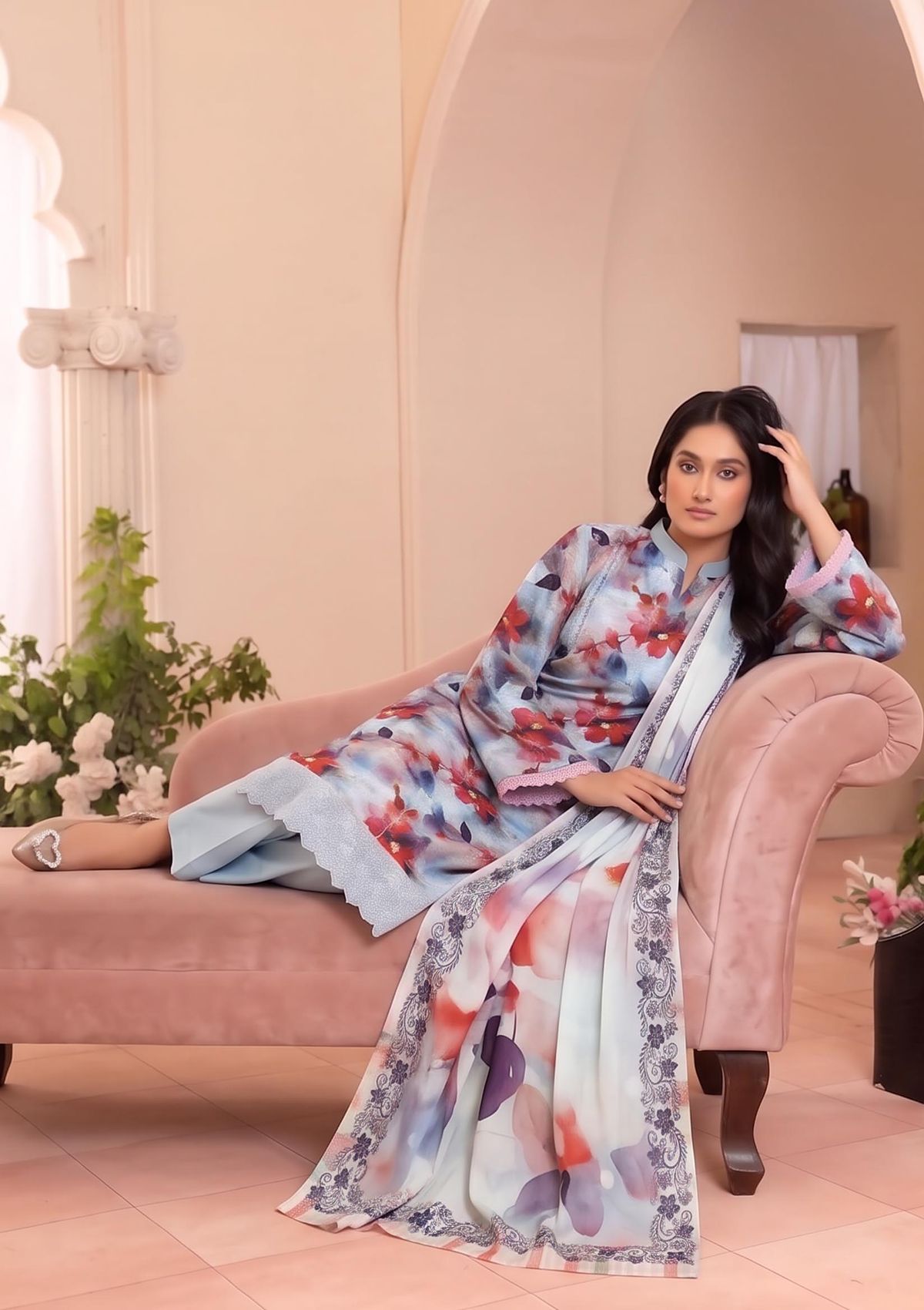 3 Piece - Embroidered Lawn - Fantak Raya V177 - 04