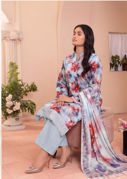 3 Piece - Embroidered Lawn - Fantak Raya V177 - 04