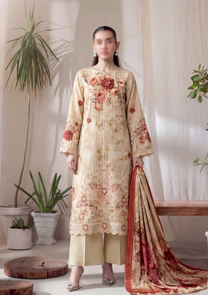 3 Piece - Embroidered Lawn - Fantak Luxe V303 - 05