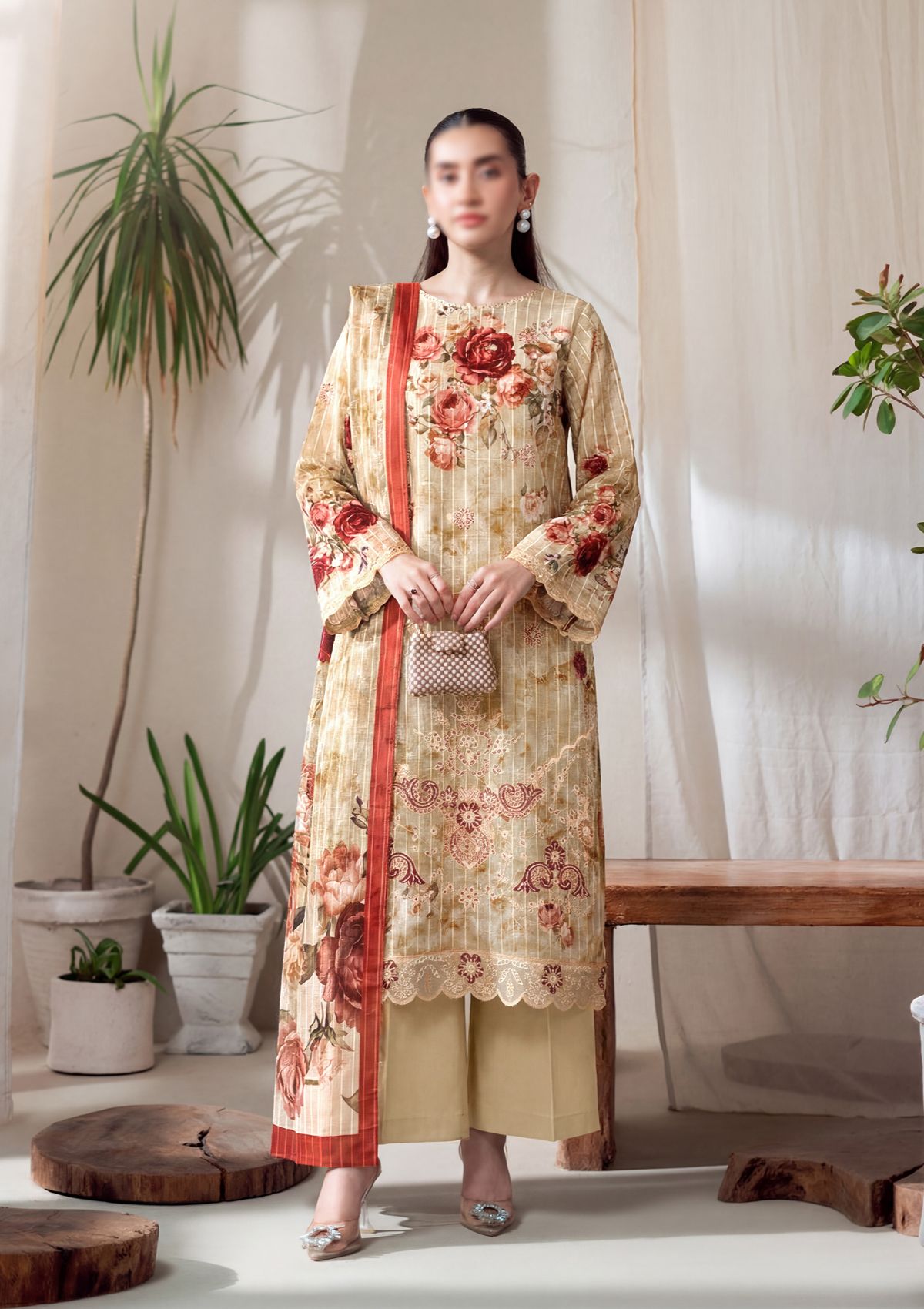 3 Piece - Embroidered Lawn - Fantak Luxe V303 - 05