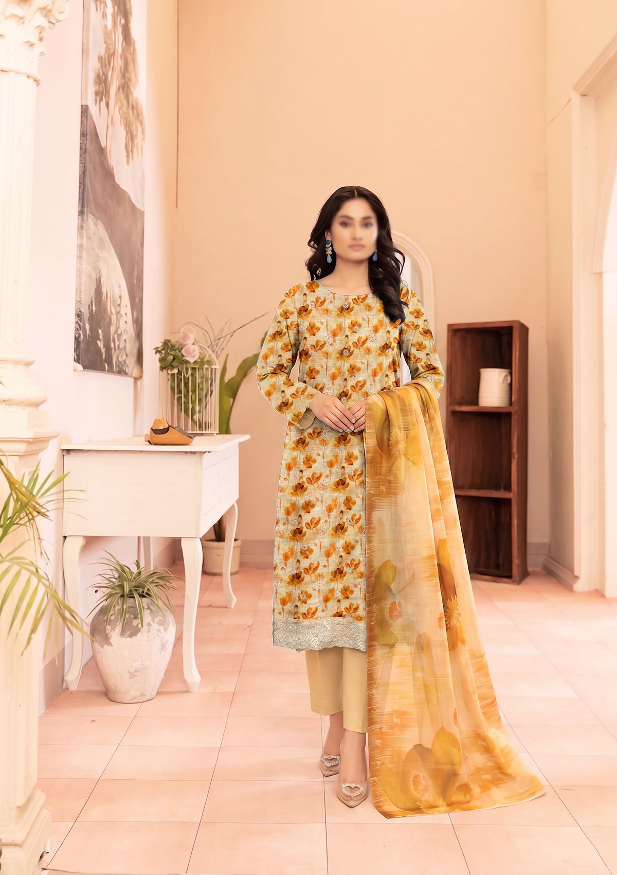3 Piece - Embroidered Lawn - Fantak Raya V177 - 05