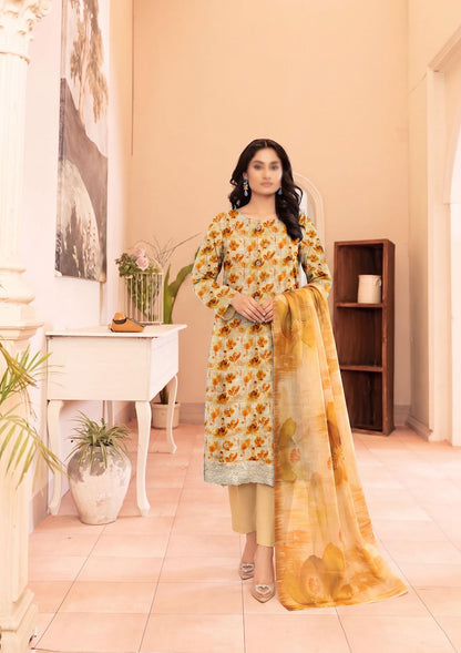 3 Piece - Embroidered Lawn - Fantak Raya V177 - 05