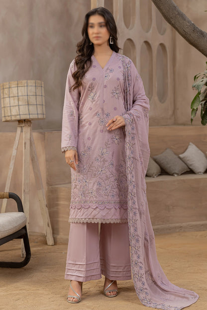 3 Piece - Embroidered Lawn Slub - Nafees 202