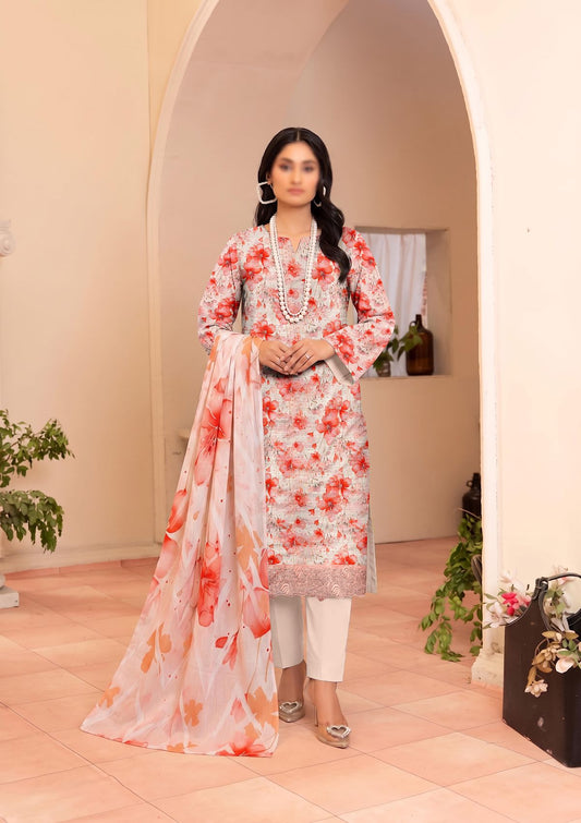 3 Piece - Embroidered Lawn - Fantak Raya V177 - 06