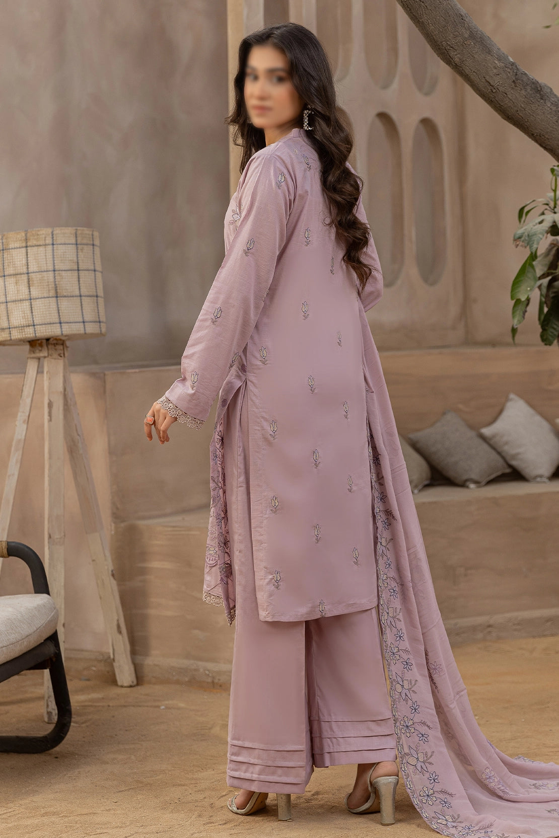 3 Piece - Embroidered Lawn Slub - Nafees 202