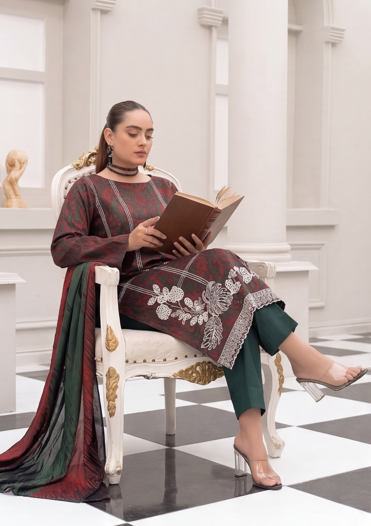 3 Piece - Embroidered Lawn - Fantak Nirvana V156 - 7