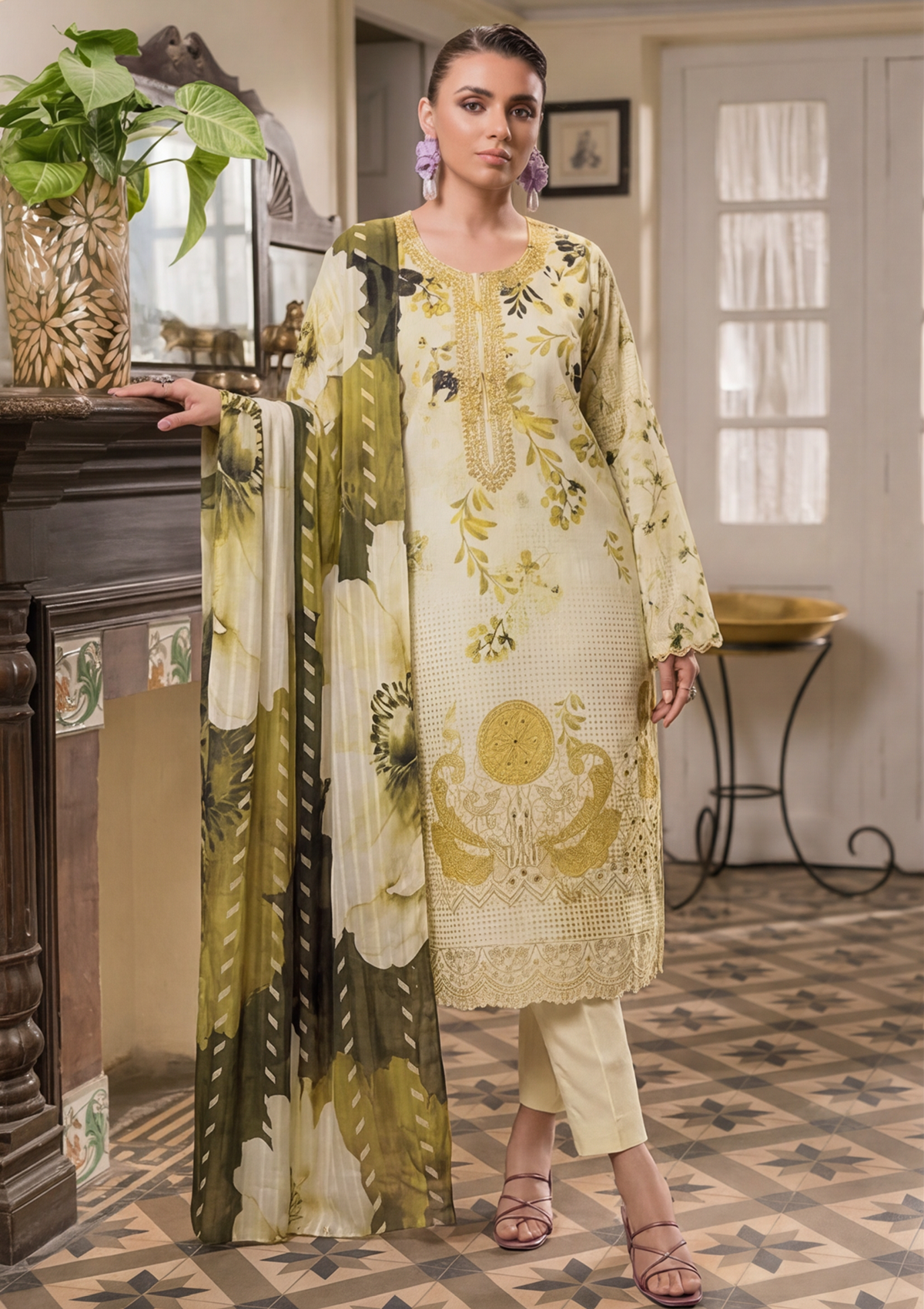 3 Piece - Embroidered Lawn - Fantak Elegant V306 - 7