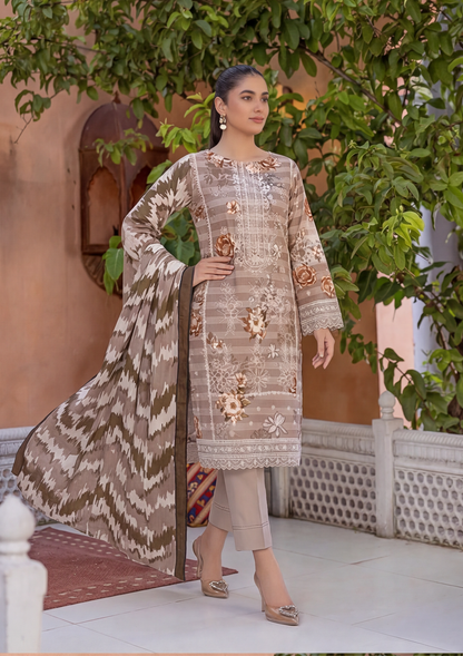 3 Piece - Embroidered Lawn - Fantak Flossie Finch V161 - 7