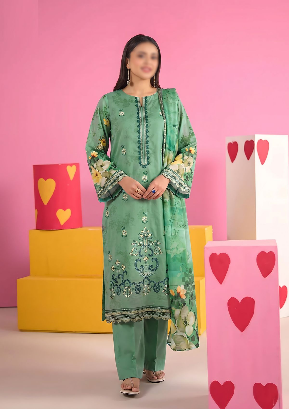 3 Piece - Embroidered Lawn - Fantak Amber V307 - 7