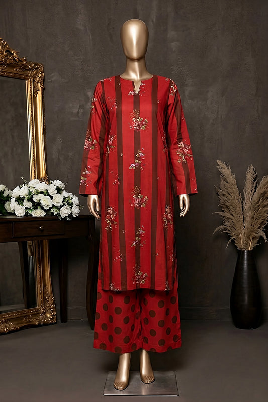 2 Piece - Digitally Printed Lawn - Coral 11416