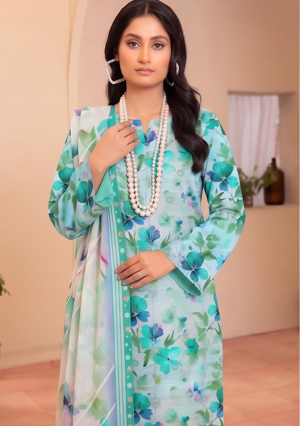 3 Piece - Embroidered Lawn - Fantak Raya V177 - 07