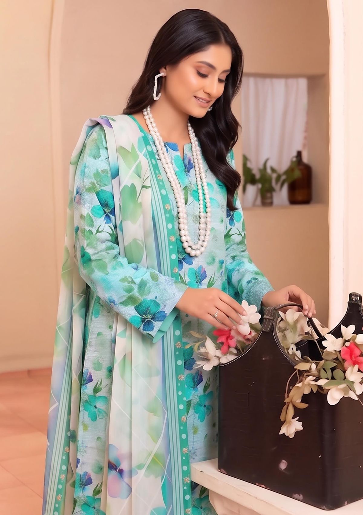3 Piece - Embroidered Lawn - Fantak Raya V177 - 07