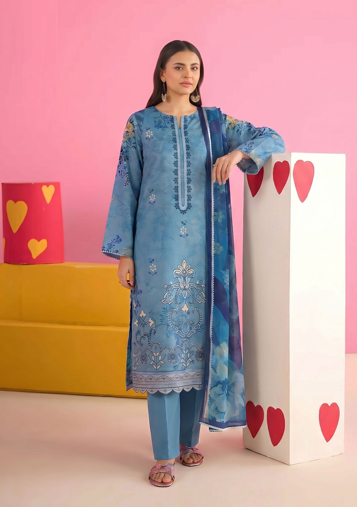 3 Piece - Embroidered Lawn - Fantak Amber V307 - 8