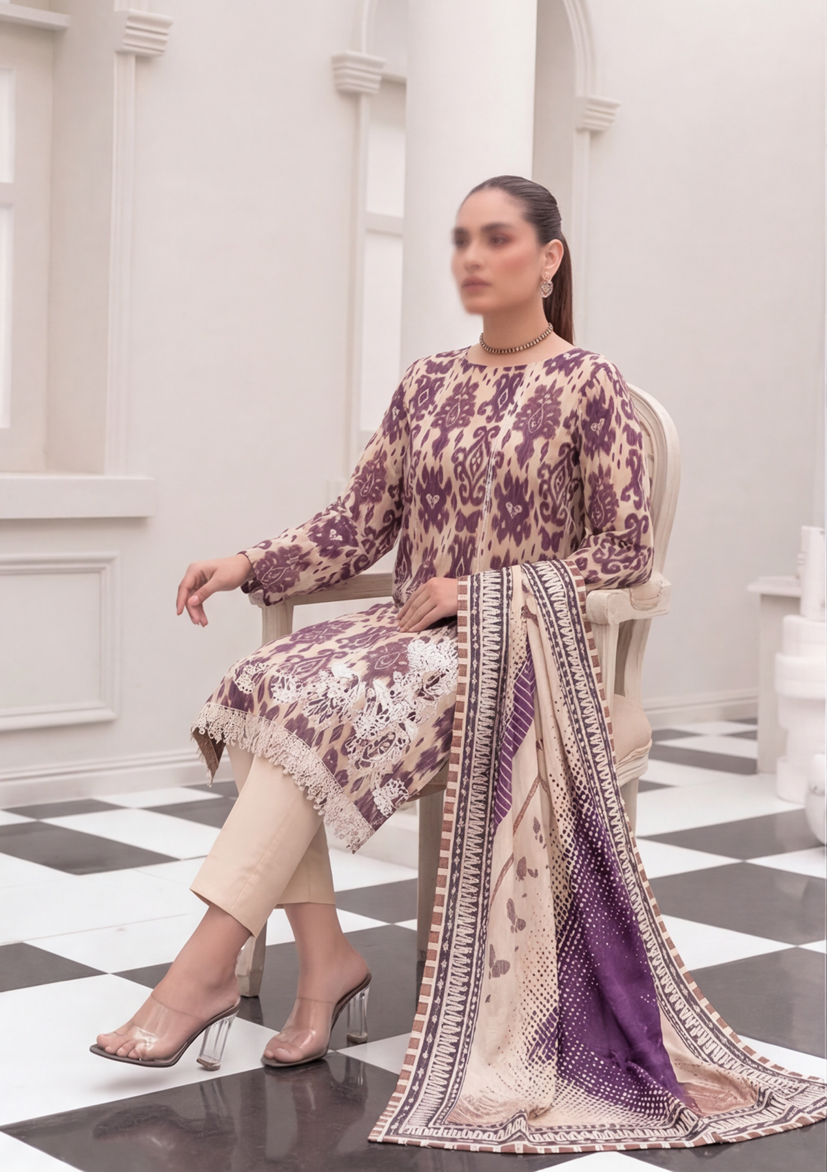 3 Piece - Embroidered Lawn - Fantak Nirvana V156 - 8