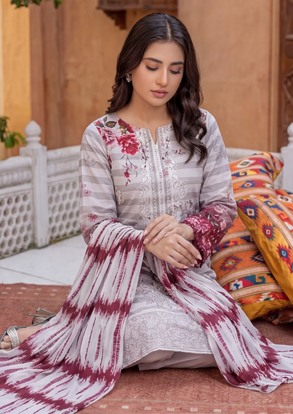 3 Piece - Embroidered Lawn - Fantak Flossie Finch V161 - 8