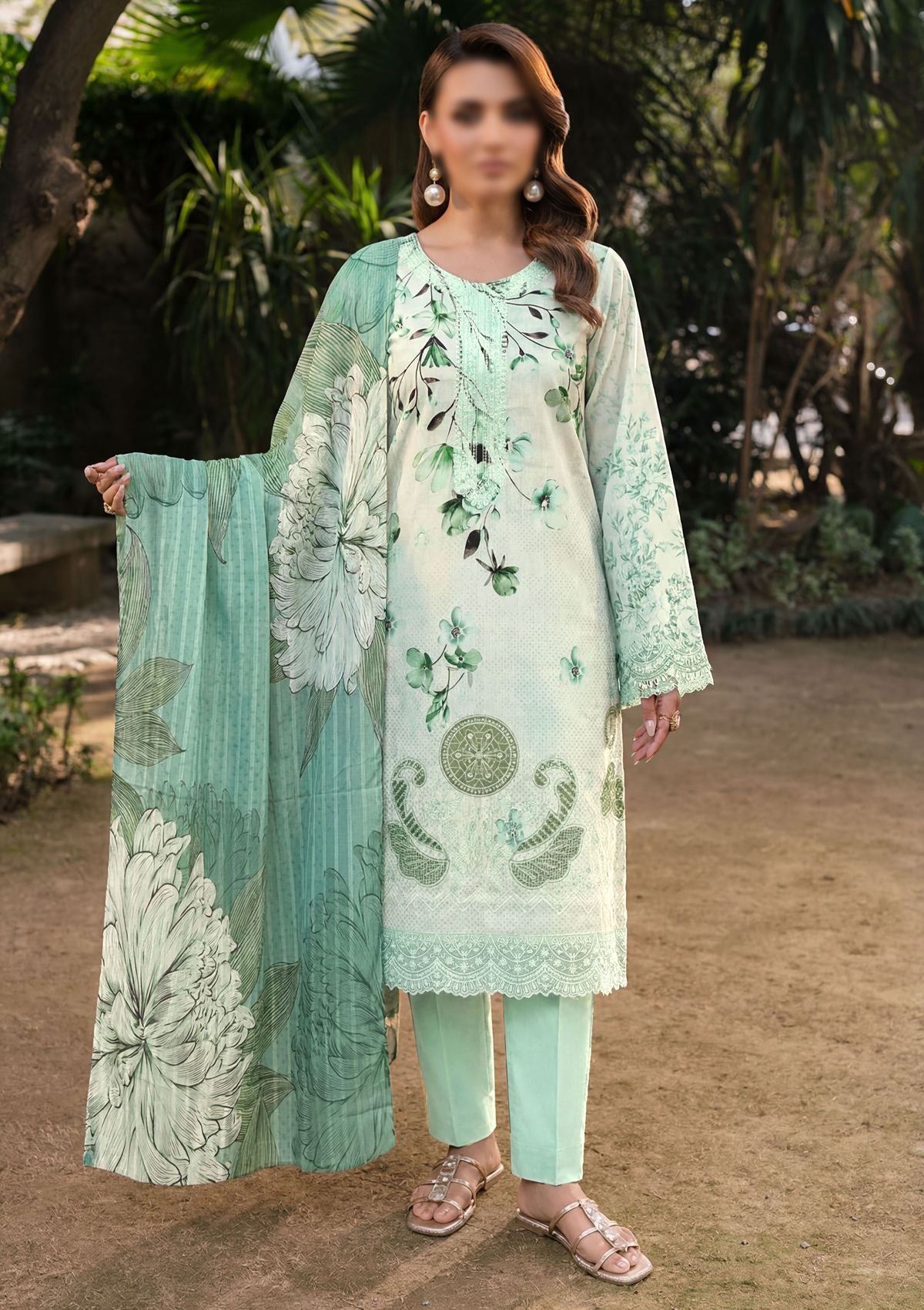 3 Piece - Embroidered Lawn - Fantak Elegant V306 - 8