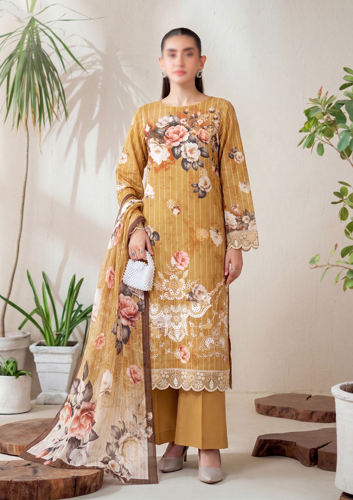 3 Piece - Embroidered Lawn - Fantak Luxe V303 - 09