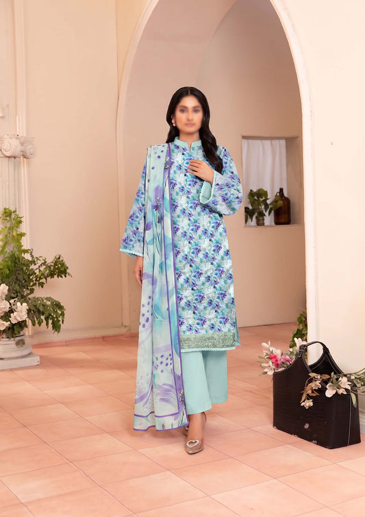 3 Piece - Embroidered Lawn - Fantak Raya V177 - 09