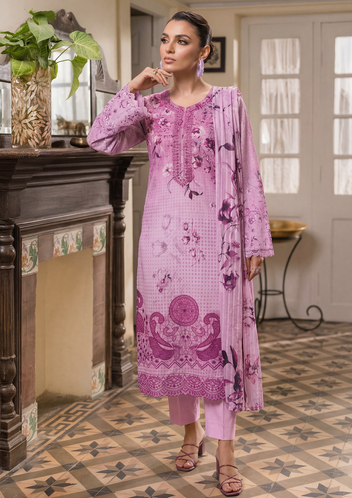 3 Piece - Embroidered Lawn - Fantak Elegant V306 - 9